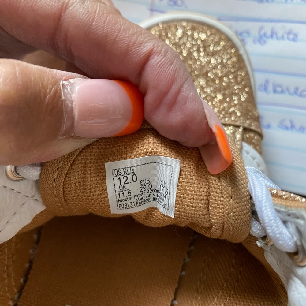 Vans Kids Glitter Gold and White Low-Top Sneakers - Picture 5 of 6